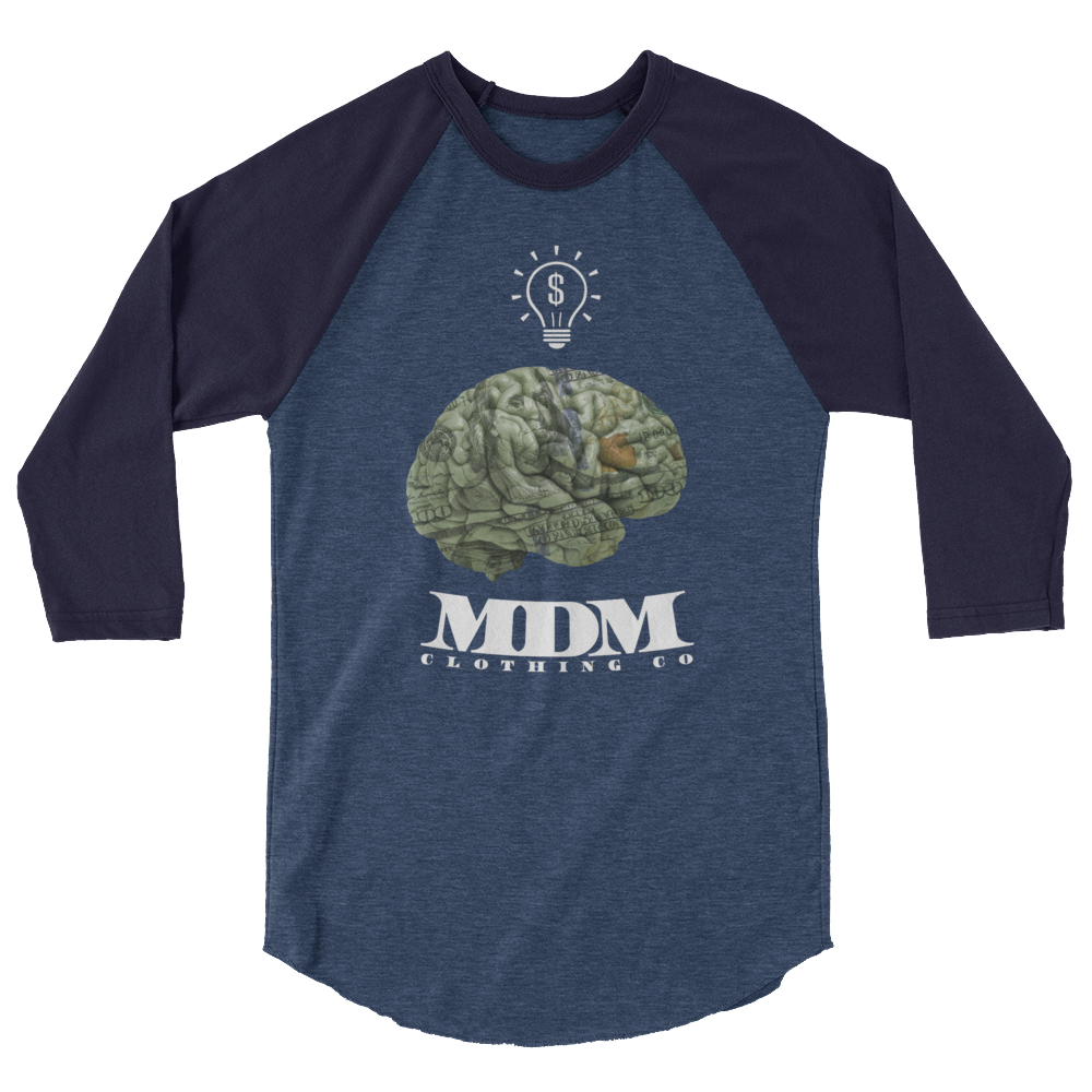 MDM Money On My Mind White Text 3/4 Sleeve Shirt