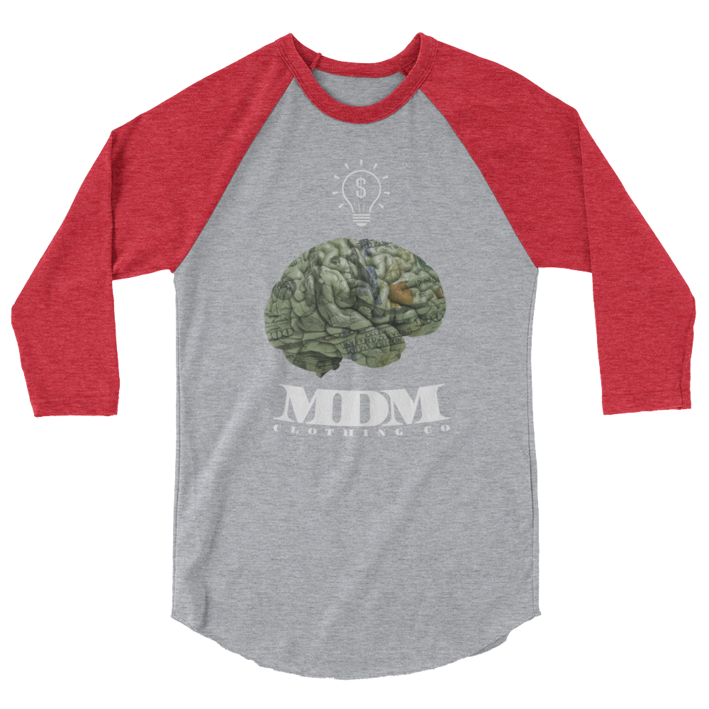 MDM Money On My Mind White Text 3/4 Sleeve Shirt