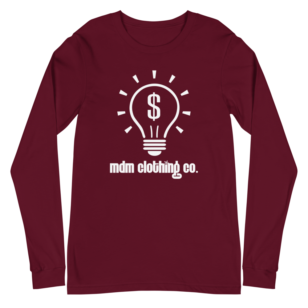 MDM Clothing Co. White Text Long Sleeve Tee