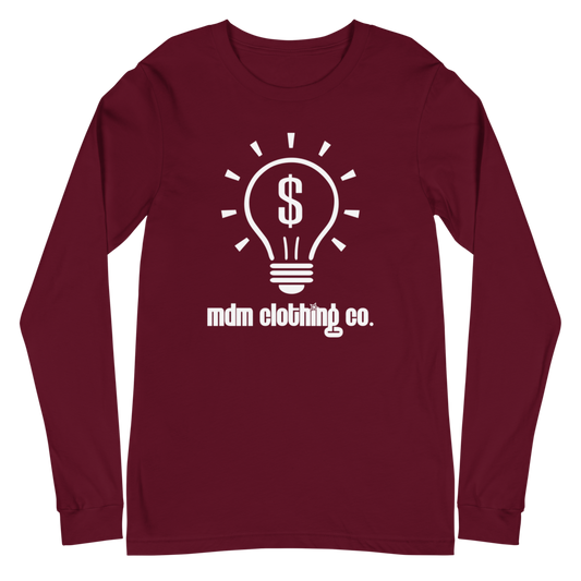 MDM Clothing Co. White Text Long Sleeve Tee