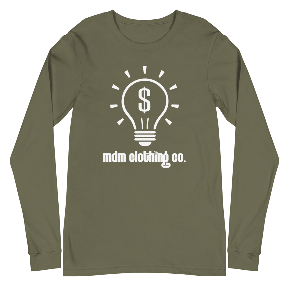 MDM Clothing Co. White Text Long Sleeve Tee