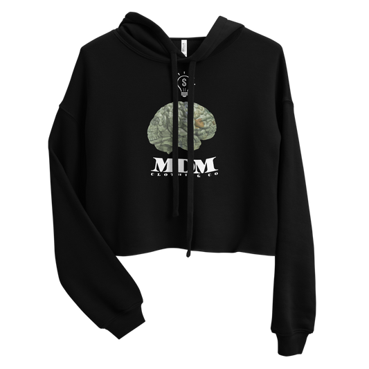 MDM Money On My Mind White Text Crop Hoodie