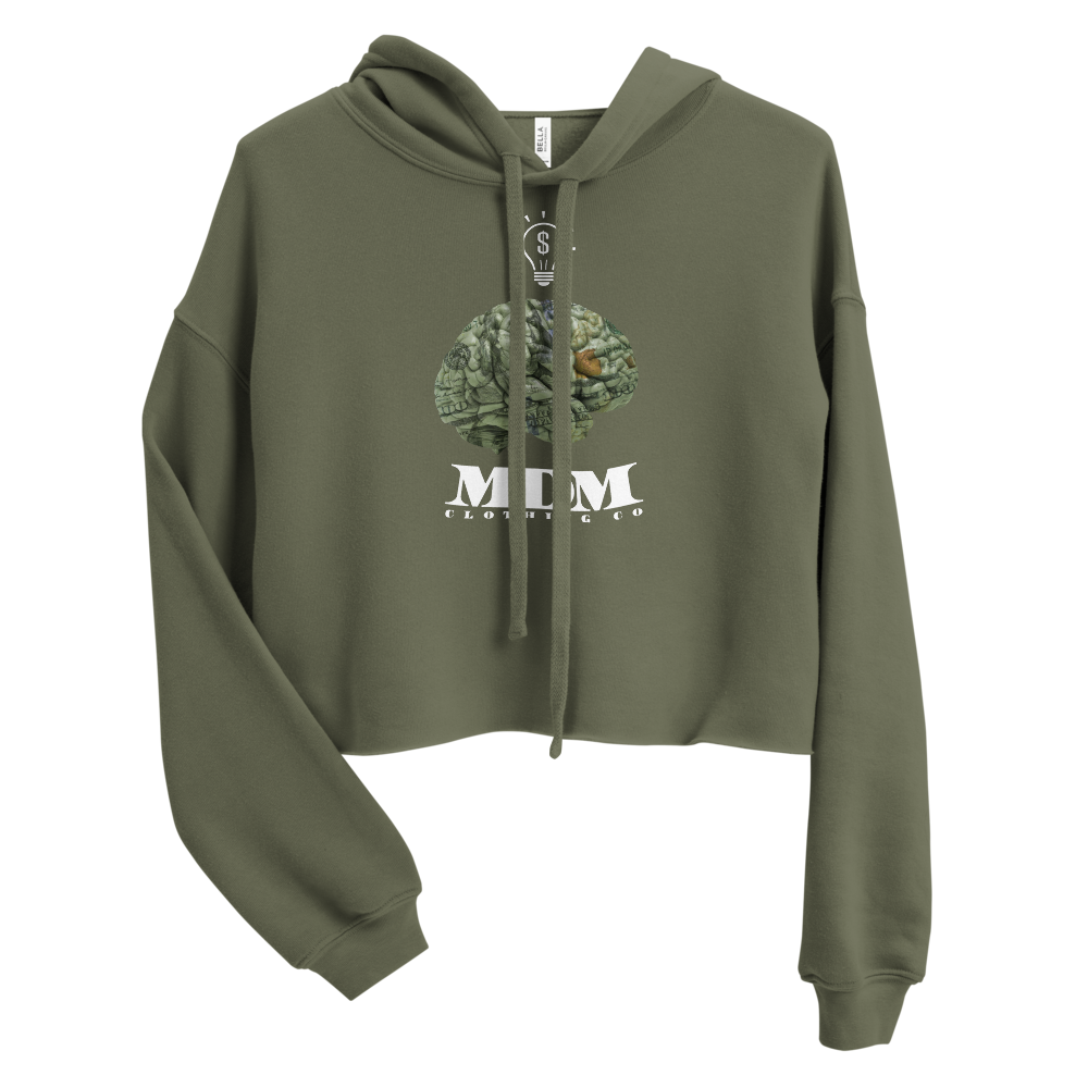 MDM Money On My Mind White Text Crop Hoodie
