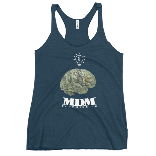 MDM Money On My Mind White Text Women's Racerback Tank Top