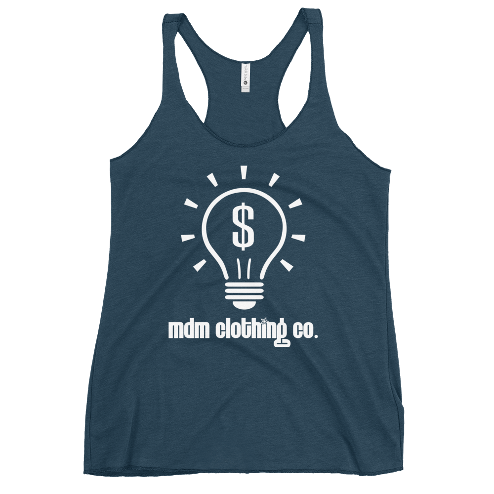 MDM Clothing Co. White Text Women's Racerback Tank Top