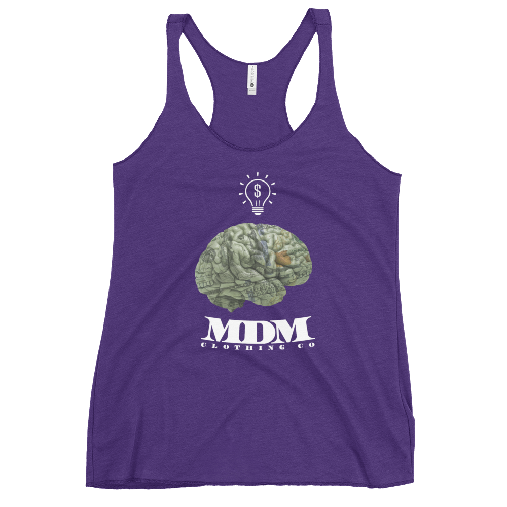 MDM Money On My Mind White Text Women's Racerback Tank Top