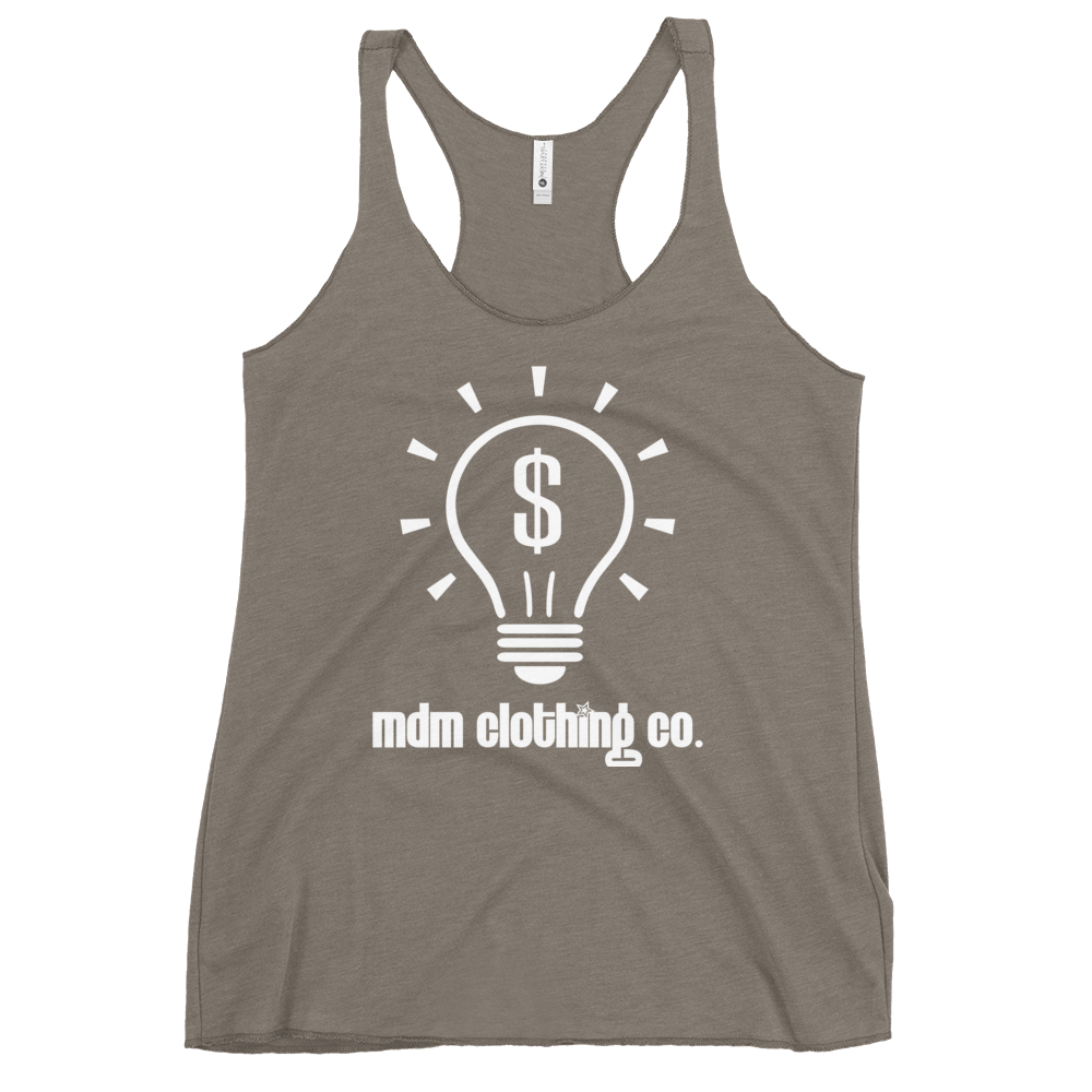 MDM Clothing Co. White Text Women's Racerback Tank Top