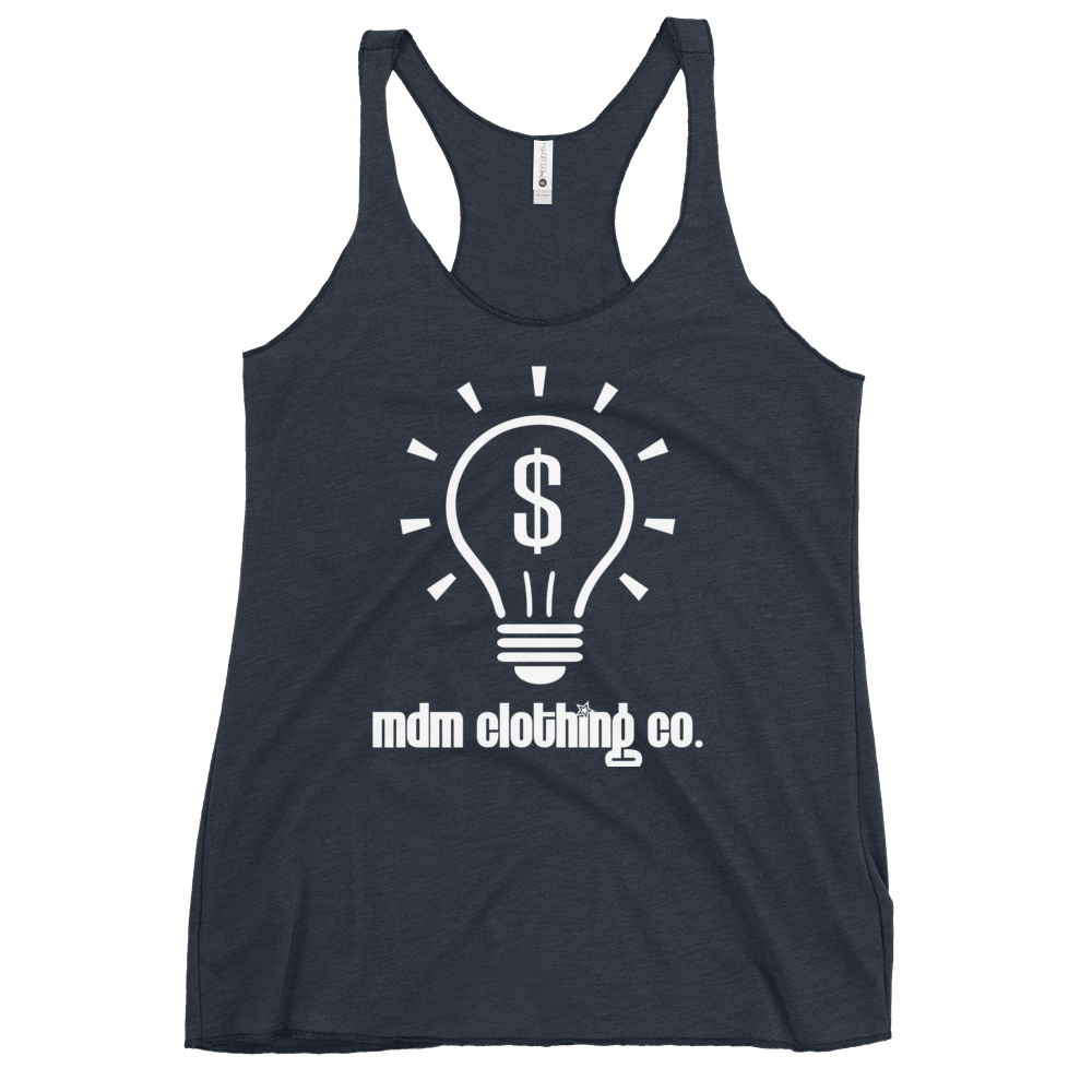 MDM Clothing Co. White Text Women's Racerback Tank Top