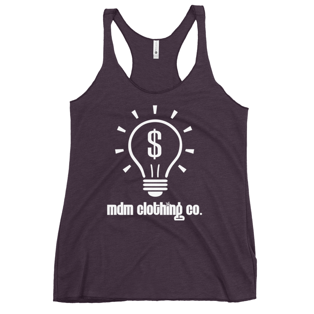 MDM Clothing Co. White Text Women's Racerback Tank Top