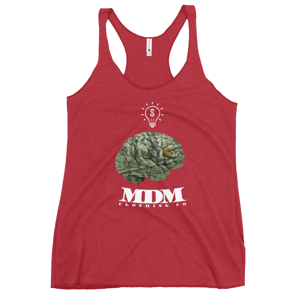 MDM Money On My Mind White Text Women's Racerback Tank Top