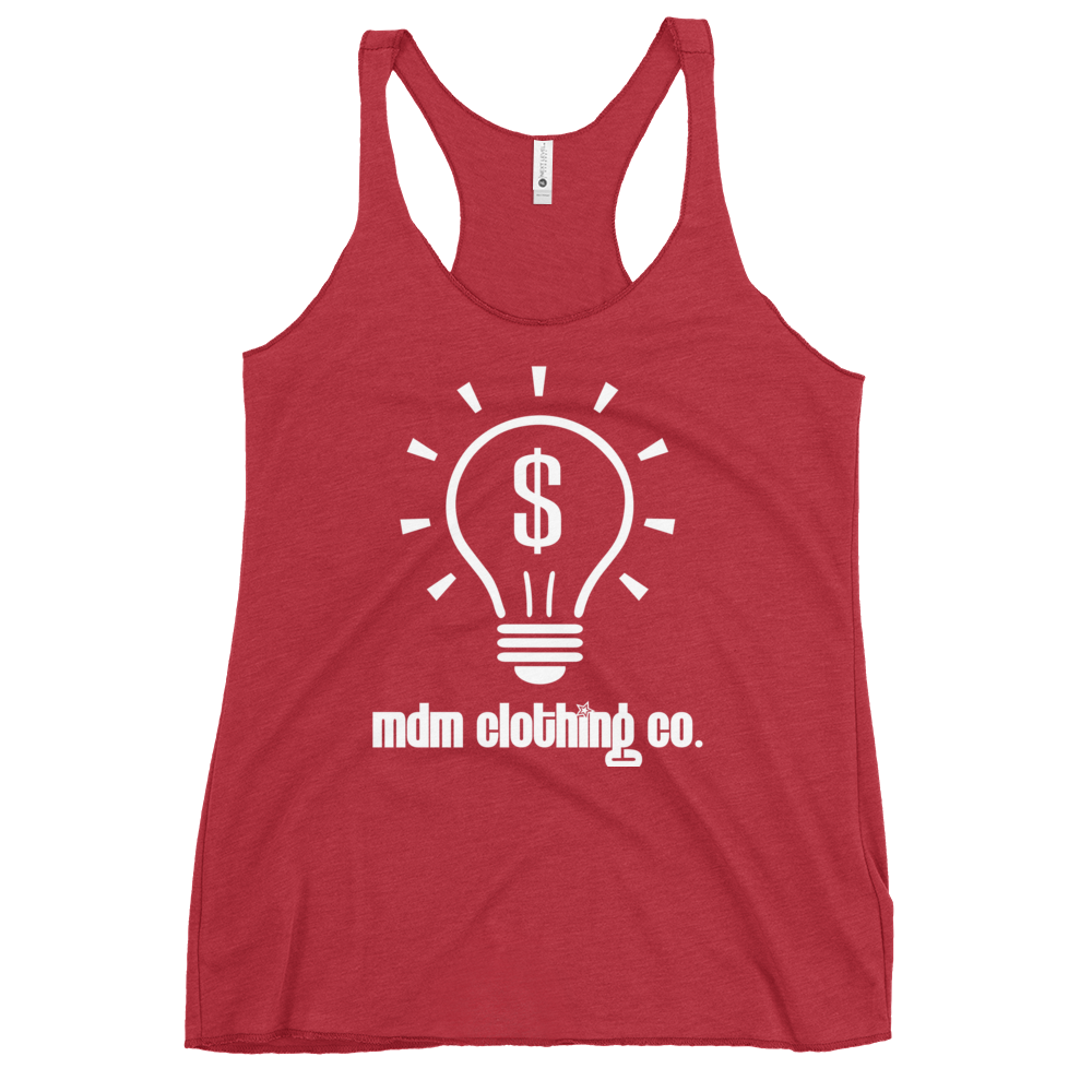 MDM Clothing Co. White Text Women's Racerback Tank Top