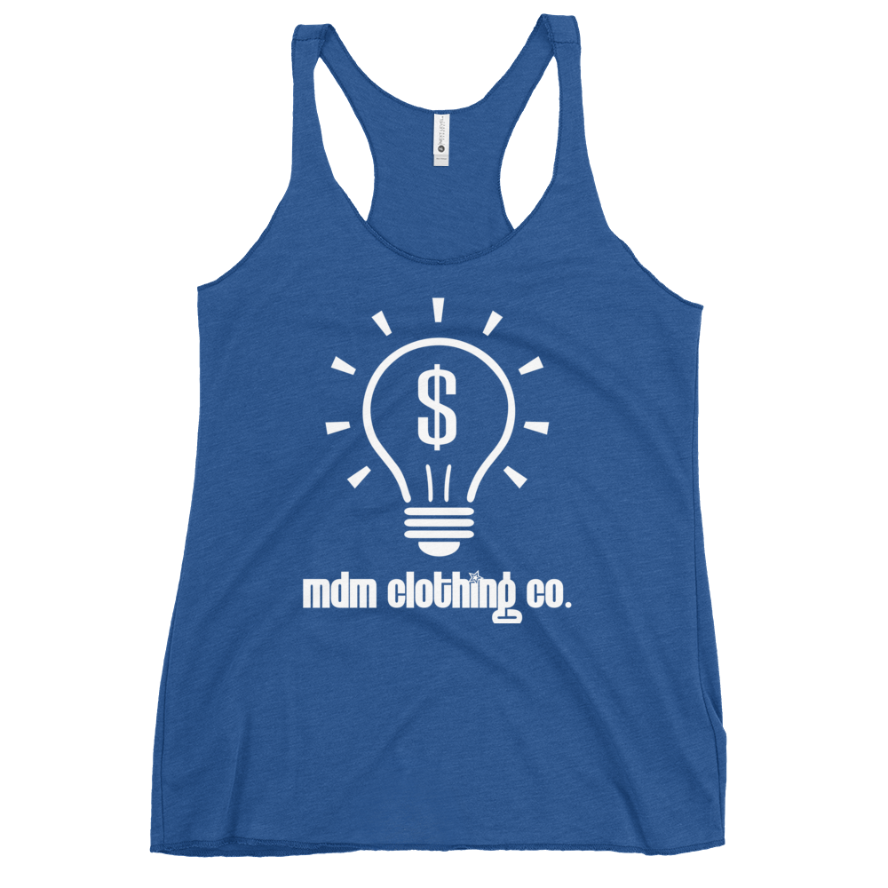 MDM Clothing Co. White Text Women's Racerback Tank Top