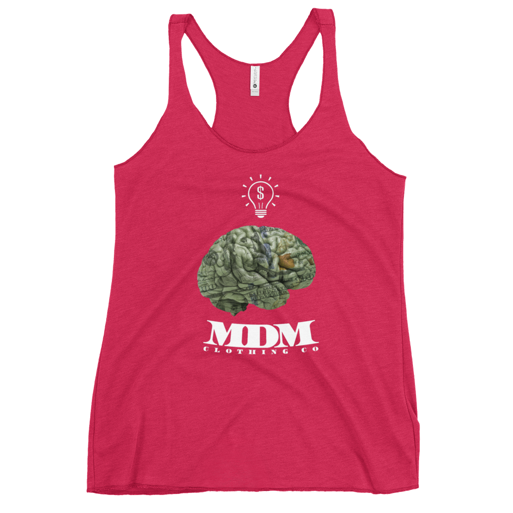 MDM Money On My Mind White Text Women's Racerback Tank Top