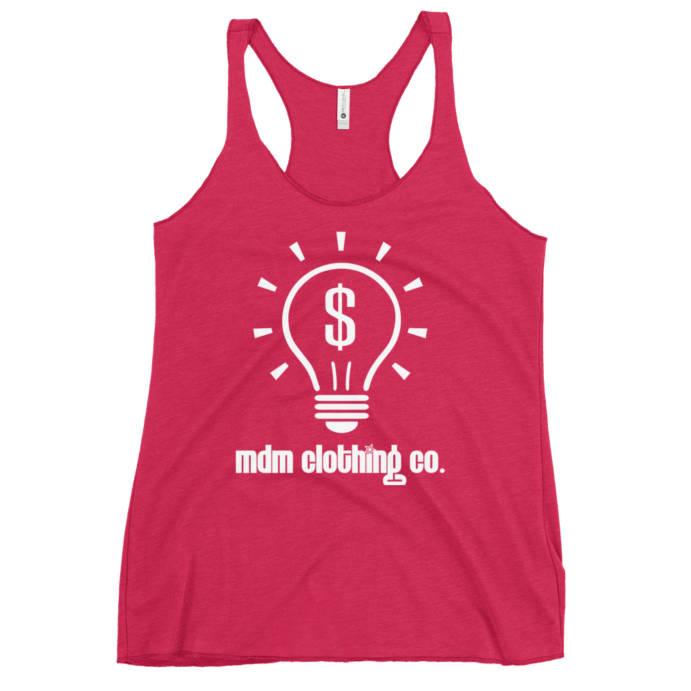 MDM Clothing Co. White Text Women's Racerback Tank Top