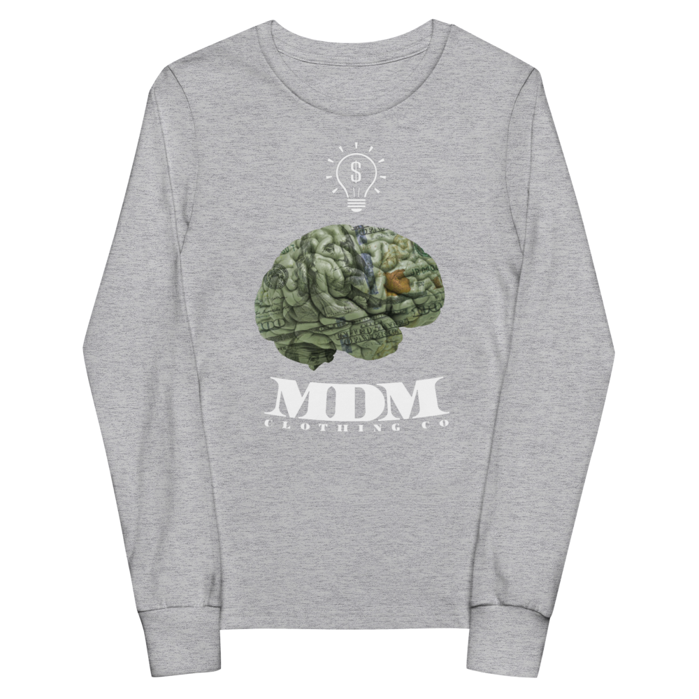 MDM Money On My Mind White Text Kid's Long Sleeve Tee