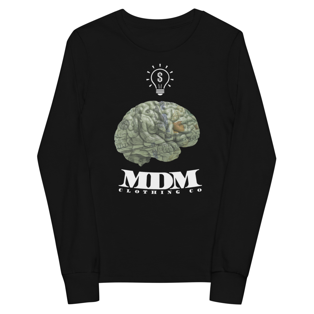 MDM Money On My Mind White Text Kid's Long Sleeve Tee
