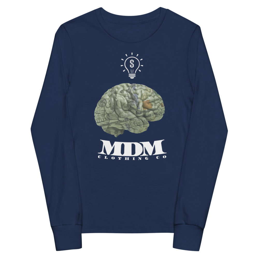 MDM Money On My Mind White Text Kid's Long Sleeve Tee