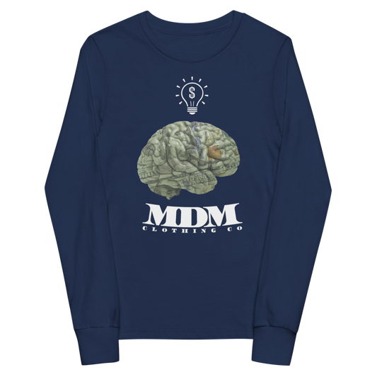MDM Money On My Mind White Text Kid's Long Sleeve Tee