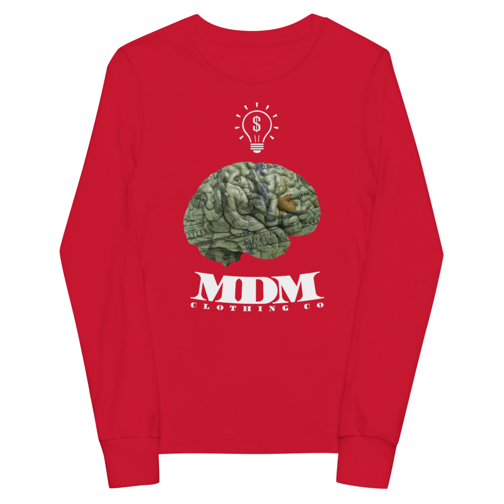 MDM Money On My Mind White Text Kid's Long Sleeve Tee