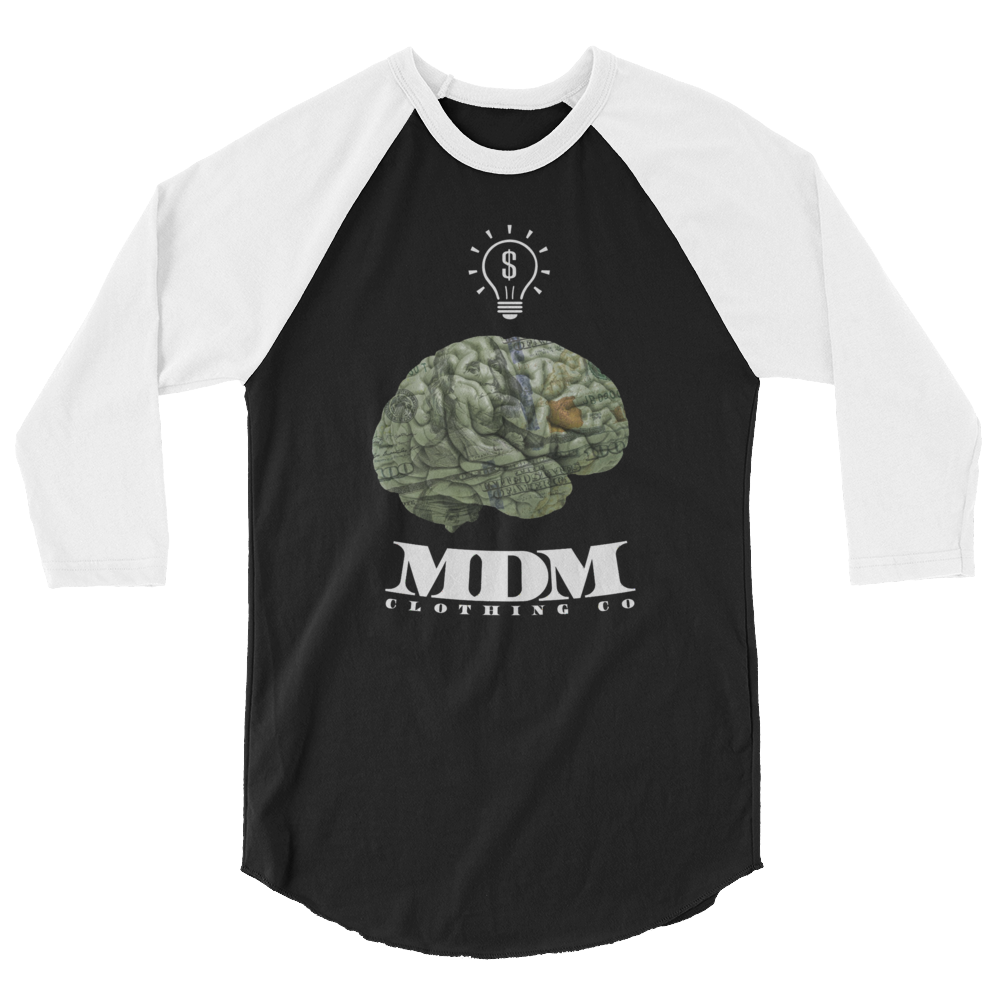 MDM Money On My Mind White Text 3/4 Sleeve Shirt