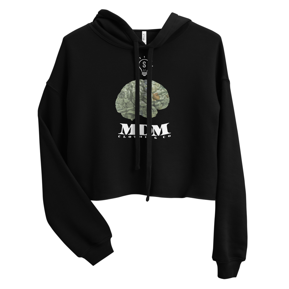 MDM Money On My Mind White Text Crop Hoodie