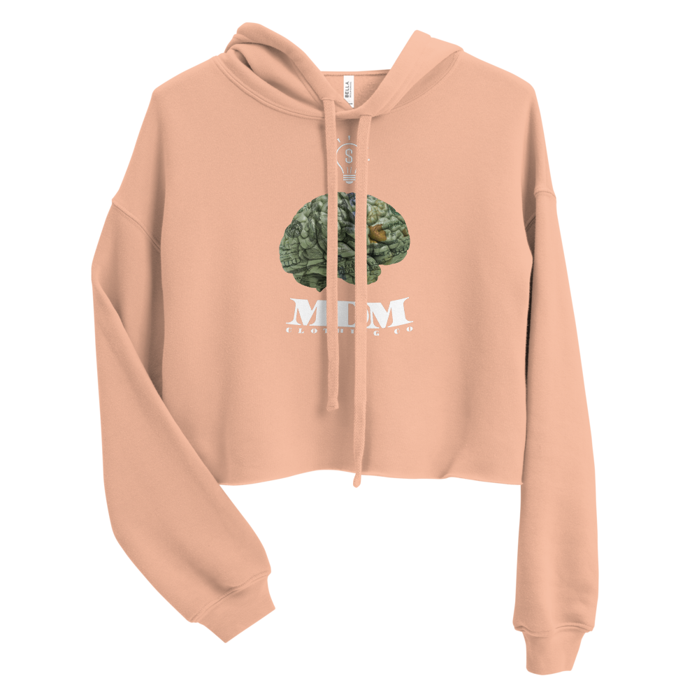 MDM Money On My Mind White Text Crop Hoodie