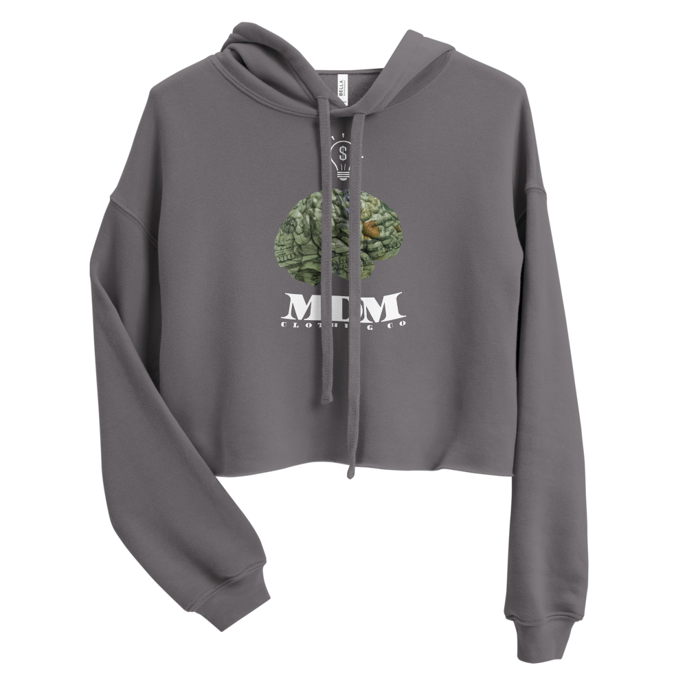 MDM Money On My Mind White Text Crop Hoodie