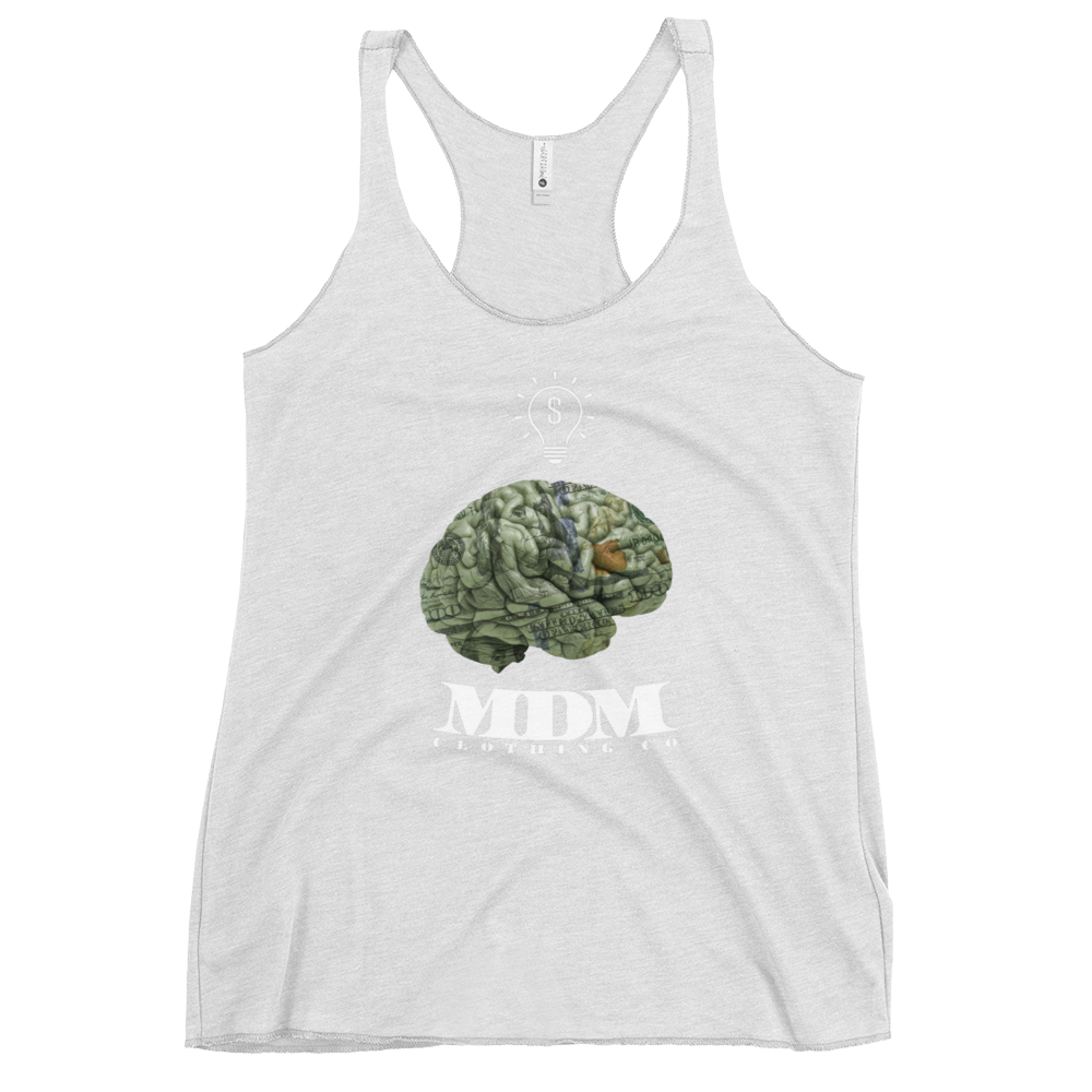 MDM Money On My Mind White Text Women's Racerback Tank Top