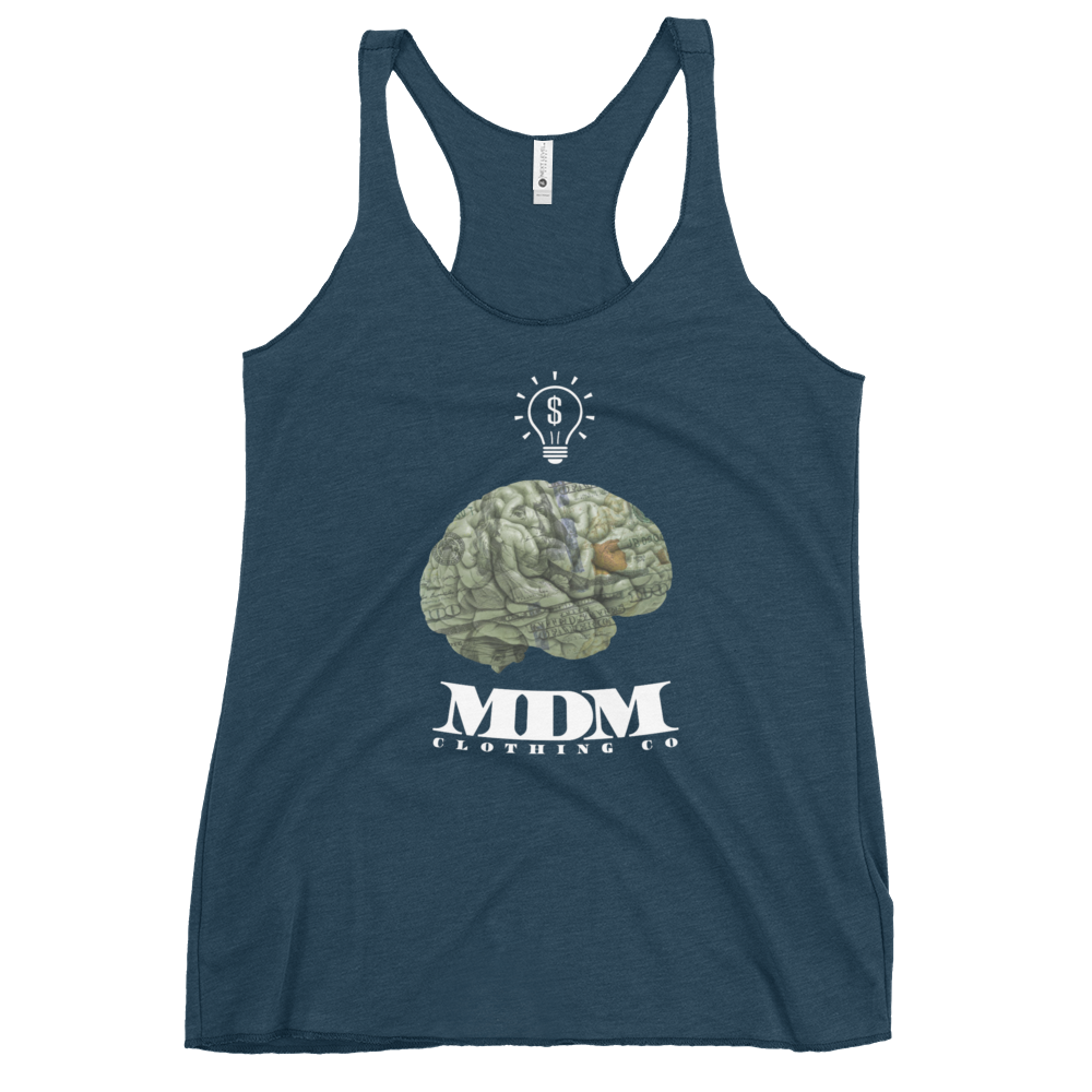 MDM Money On My Mind White Text Women's Racerback Tank Top