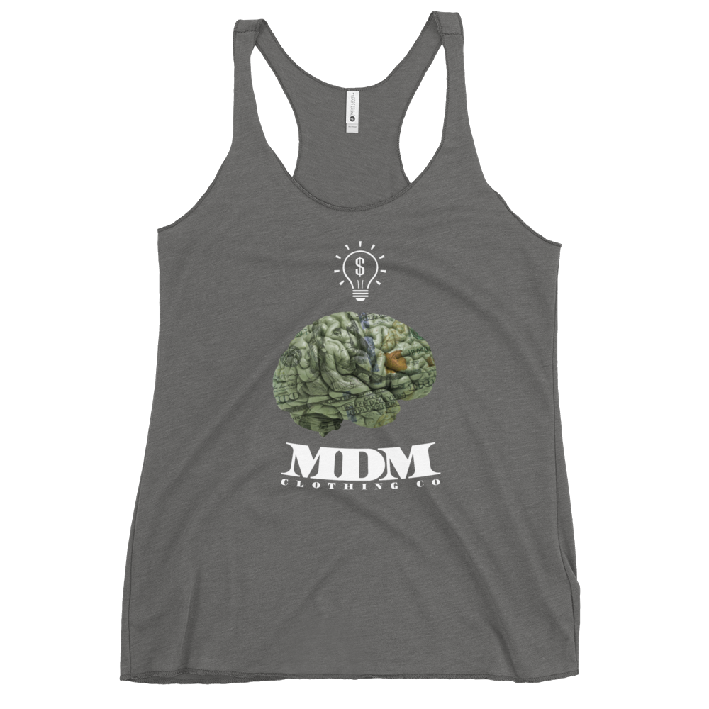 MDM Money On My Mind White Text Women's Racerback Tank Top