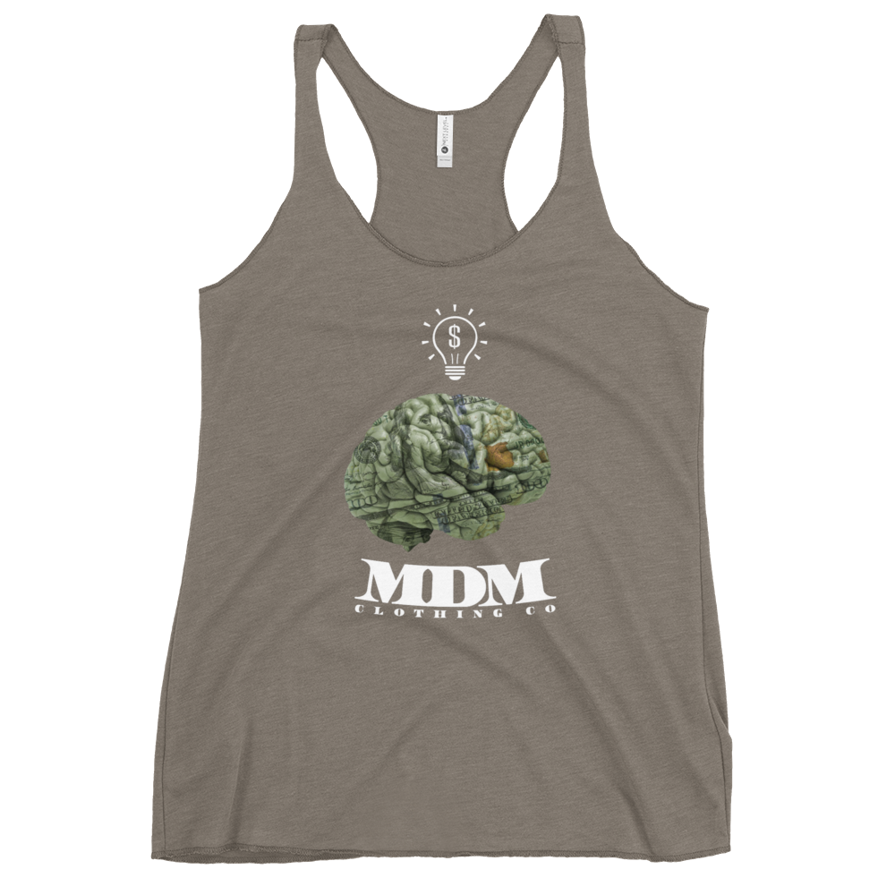 MDM Money On My Mind White Text Women's Racerback Tank Top