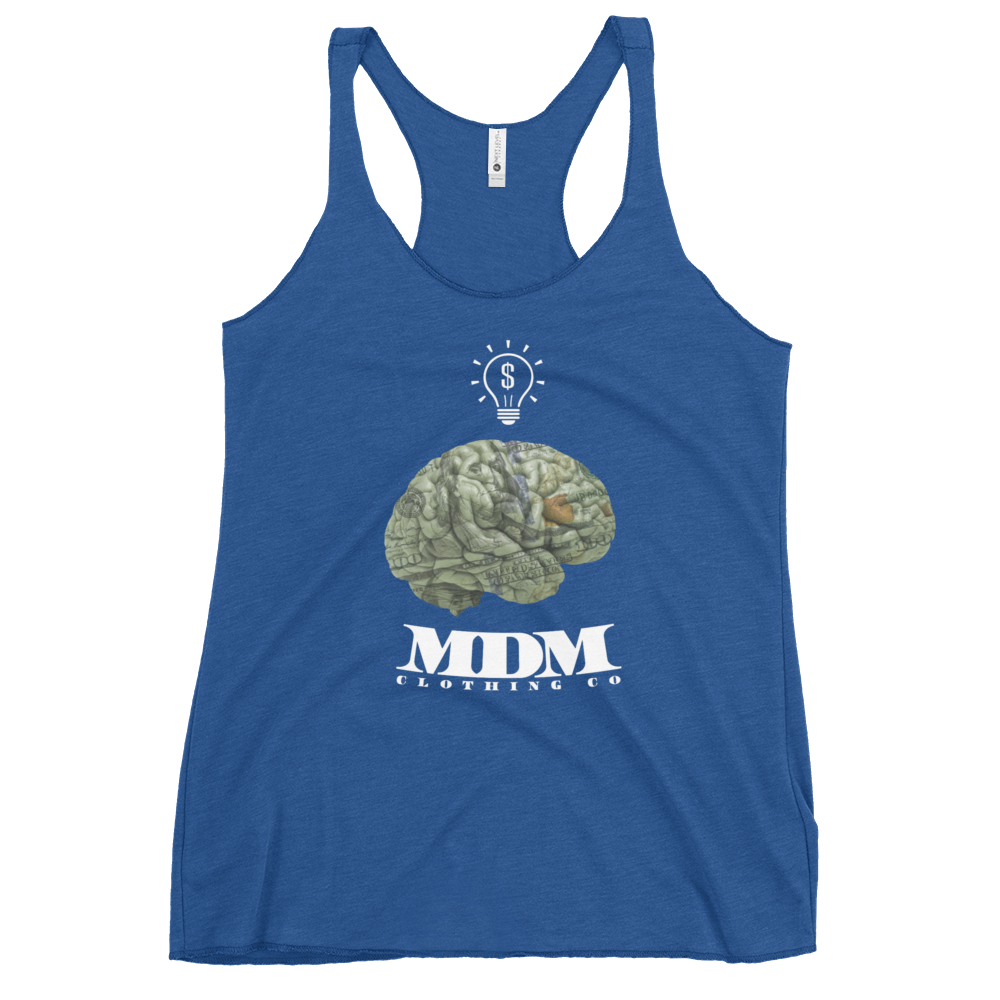 MDM Money On My Mind White Text Women's Racerback Tank Top